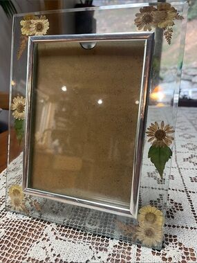 Pressed Flower Glass 5x7 Picture Frame Botanical Cottagecore